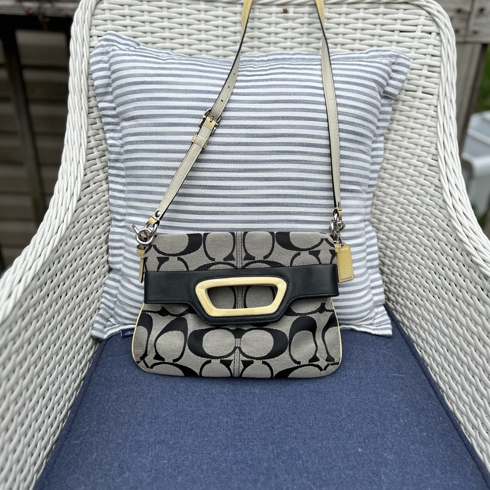Coach Bonnie Signature C Canvas Fold Over Crossbody Purse Shoulder Handbag